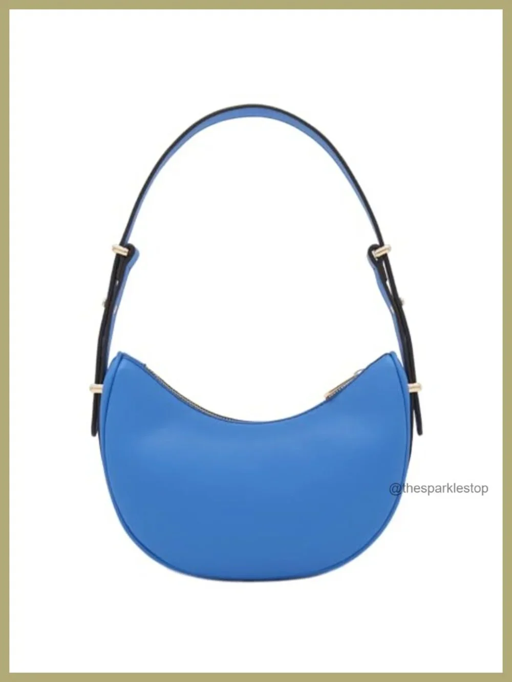 Faux Leather Baguette Shoulder Bag, Adjustable Strap, Gold Hardware
